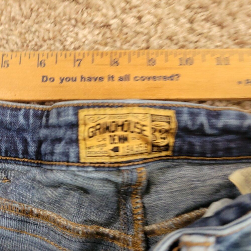 Grindhouse Jeans Mens 32x31 Distressed Grunge Dark Wash Stretch - Picture 3 of 7